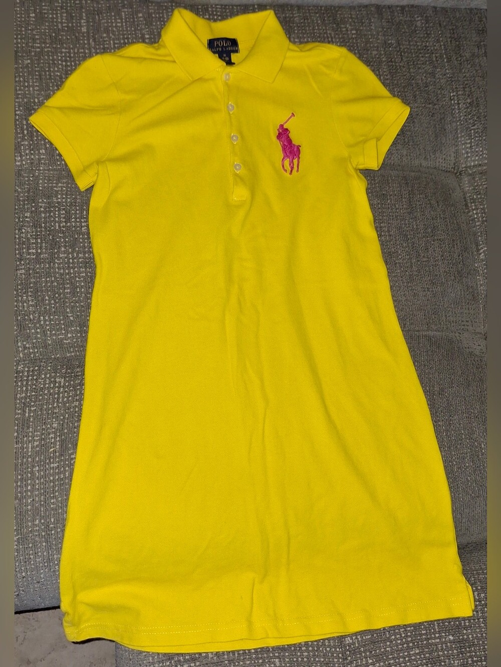 Ralph Lauren Yellow Polo Shirt Dress with Pink Pony